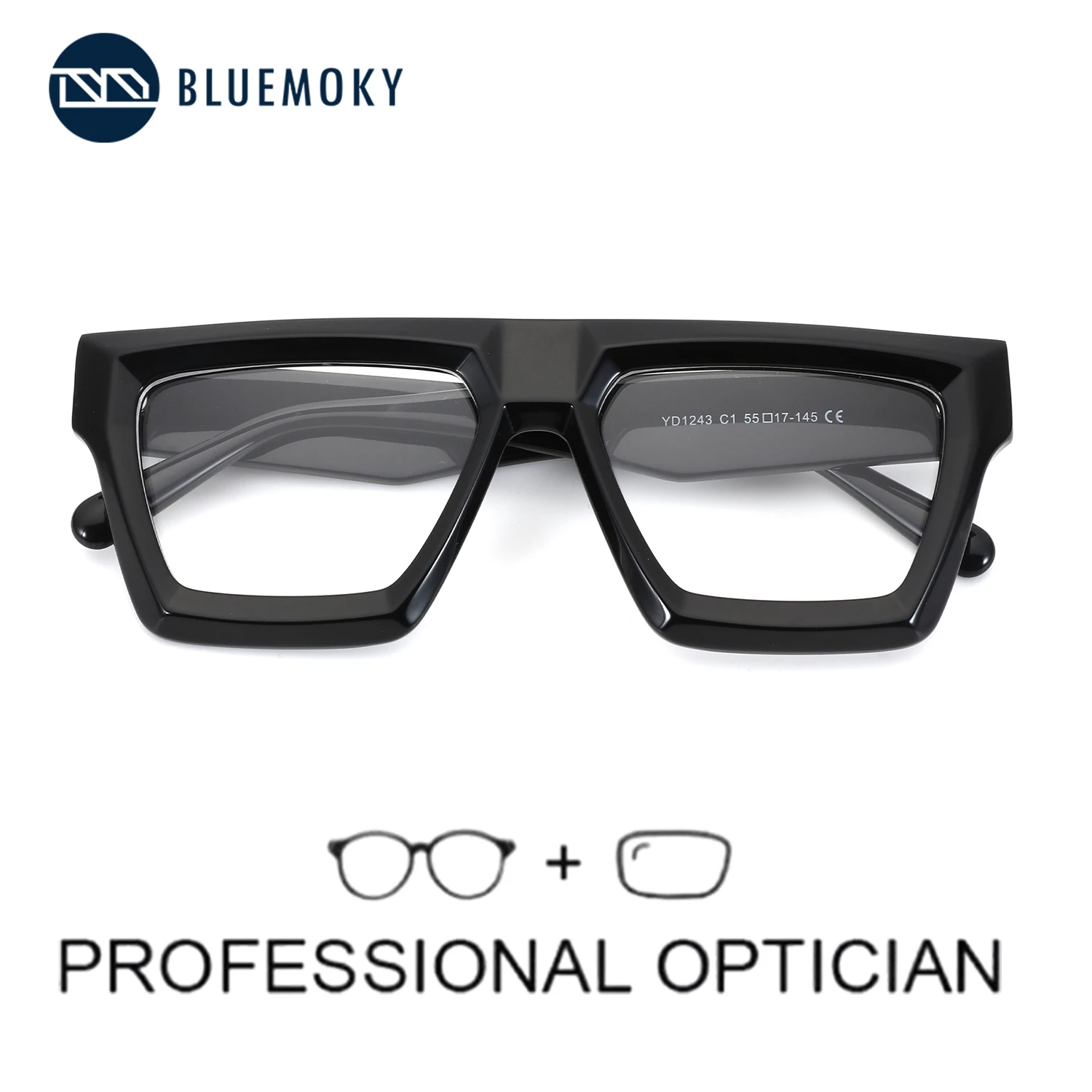 

BLUEMOKY M Size Acetate Rectangle Prescription Glasses For Men Anti Blue Light Photochromic Optical Eyeglasses