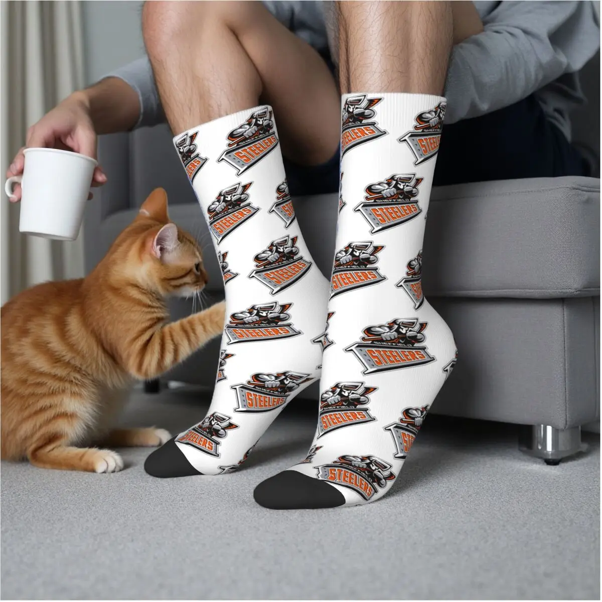 

The Sheffield Steelers Socks Harajuku Sweat Absorbing Stockings All Season Long Socks Accessories for Unisex Gifts