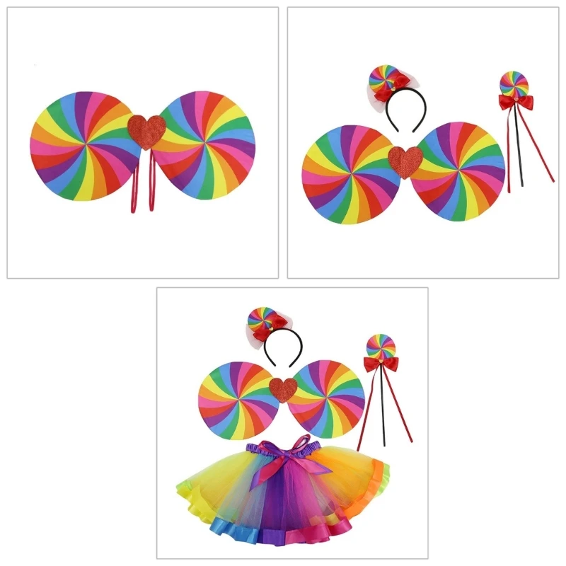 Rainbow Color Princess Costume Set for Girl Birthday Halloween Christmas Parties Dropshipping