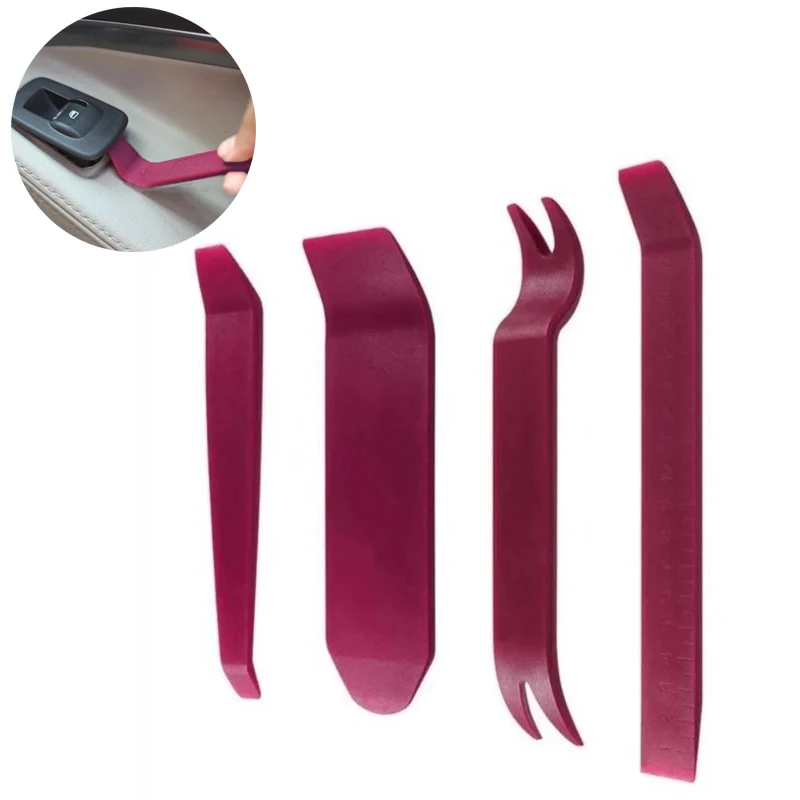 4 unids/set Kit de herramientas de extracción de embellecedor de Panel de Clip de puerta de coche herramienta de reparación de conversión de balancín Interior de coche