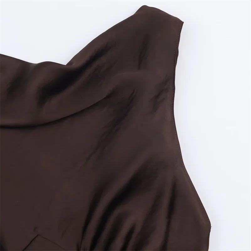 Sexy Damen-Midikleid aus Seidensatin, trendige Herbstmode, 2025, trendiges sexy Damen-Midikleid aus Seidensatin