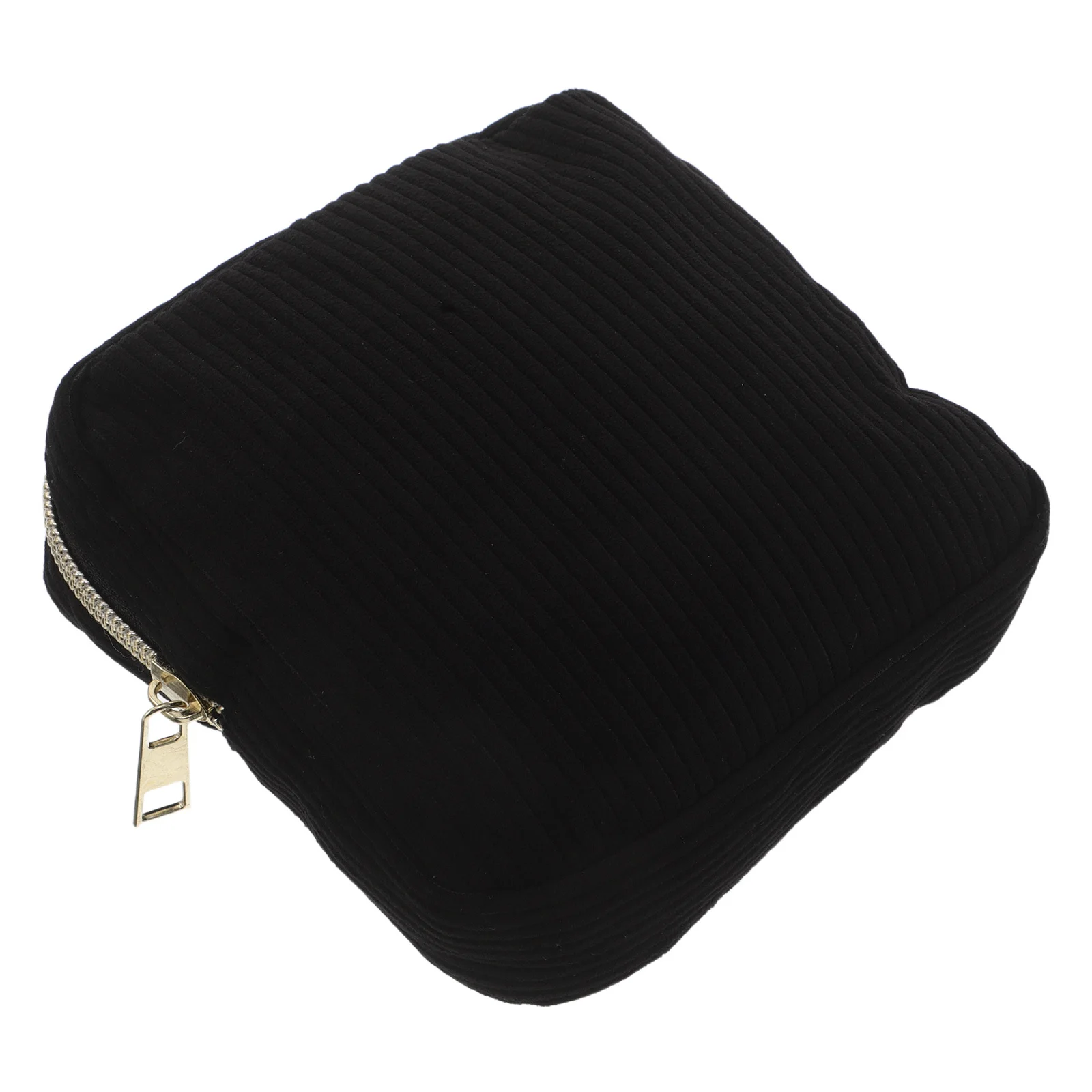 Compact Small Makeup Bag for Purse Black Mini Travel Case Women Girls Portable Organizer Toiletries Storage Bag Daily