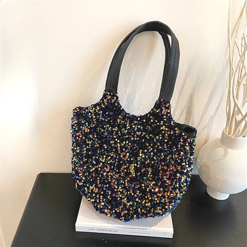 

Luxury Shoulder Bag Set - 2-in-1 Sequin Tote & Crossbody Purse for Women, High-End Convertible Day To Night Glitter Party Bag