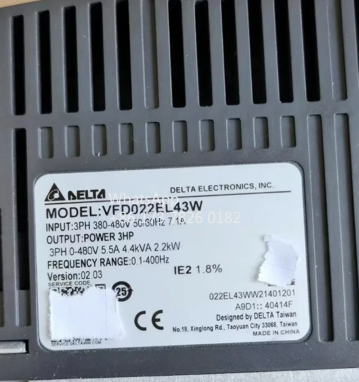 Inversor usado 2.2kw entrada trifásica VFD022EL43W, função de teste normal