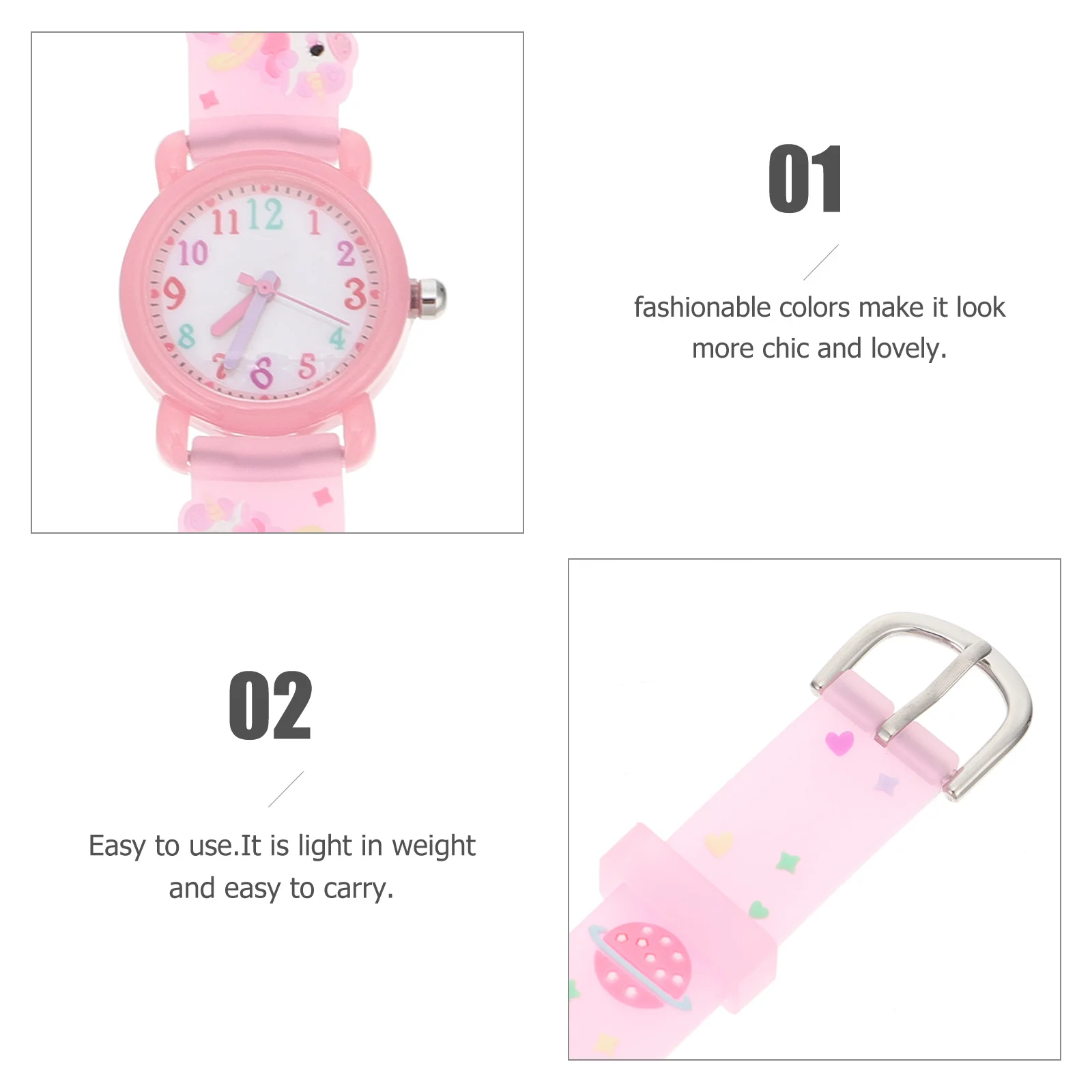Kids Watches Children Cartoon Quartz Unicorn Wrist Pink Fashion Student Watch Teaching Comfortable Safe Adjustable