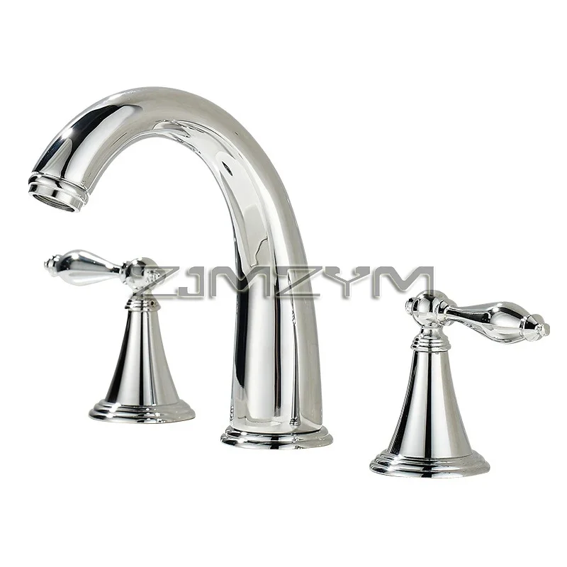 

Basin Faucet 3 Holes Dual Control Bathroom Sink Faucet Deck Mounted Cold Hot Vintage Mixer Taps Bathtub Faucet