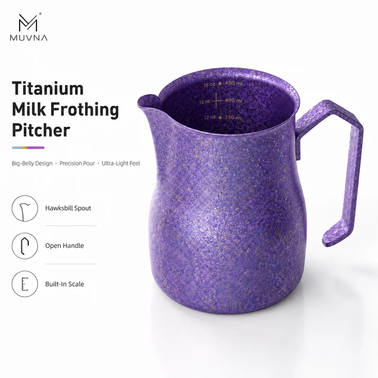 MUVNA Ti-Art 450ml Colorful Ti - đánh giá và giá Barista Milk Jug