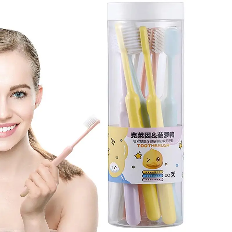 Soft Family Toothbrush Travel Toothbrush 10Pieces Soft Cleaning Toothbrush Round Handle Bathroom Accessories Multicolor Compact