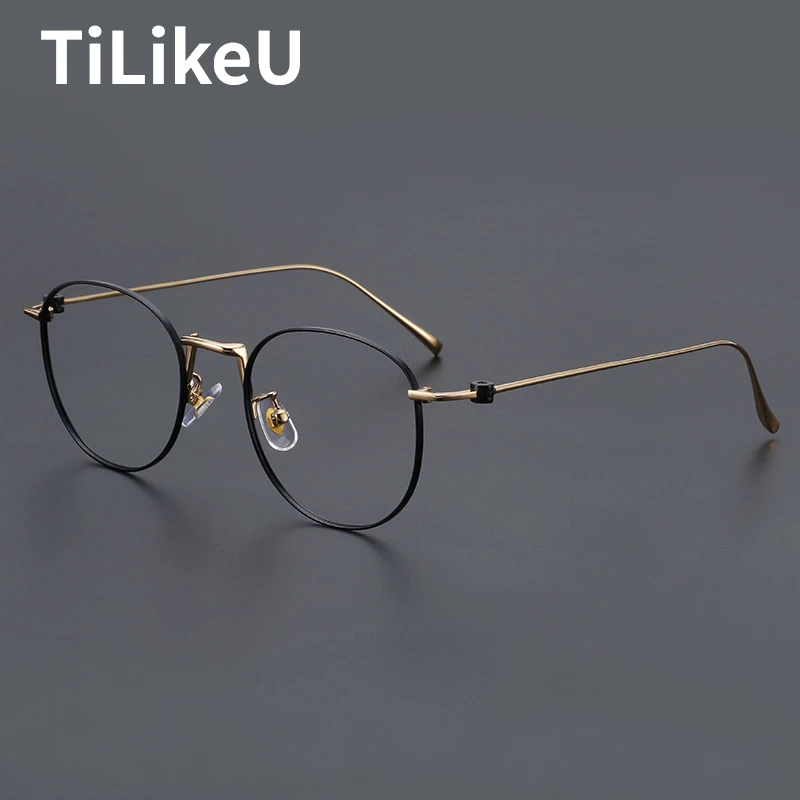 

Japanese Literary Ultra-light Pure Titanium Eyeglass Frame Men Women Personality Retro Round Myopia Optical Glasses Frame 2024