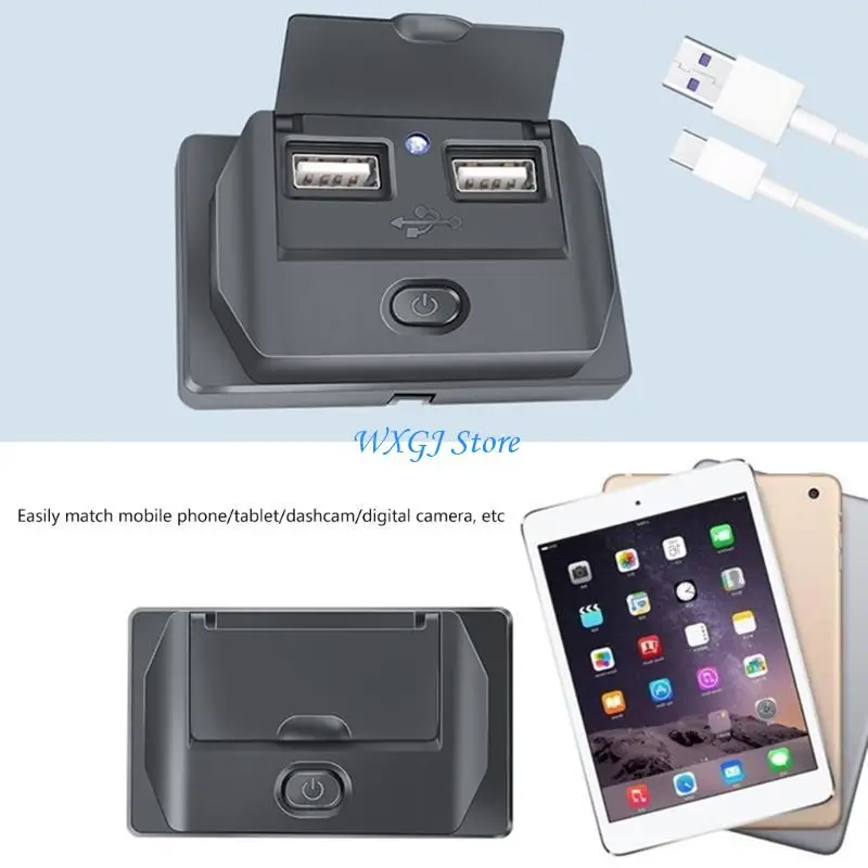 

37JE 12V-24V Socket with Caps Power Switch USB Socket Charging Power Adapter