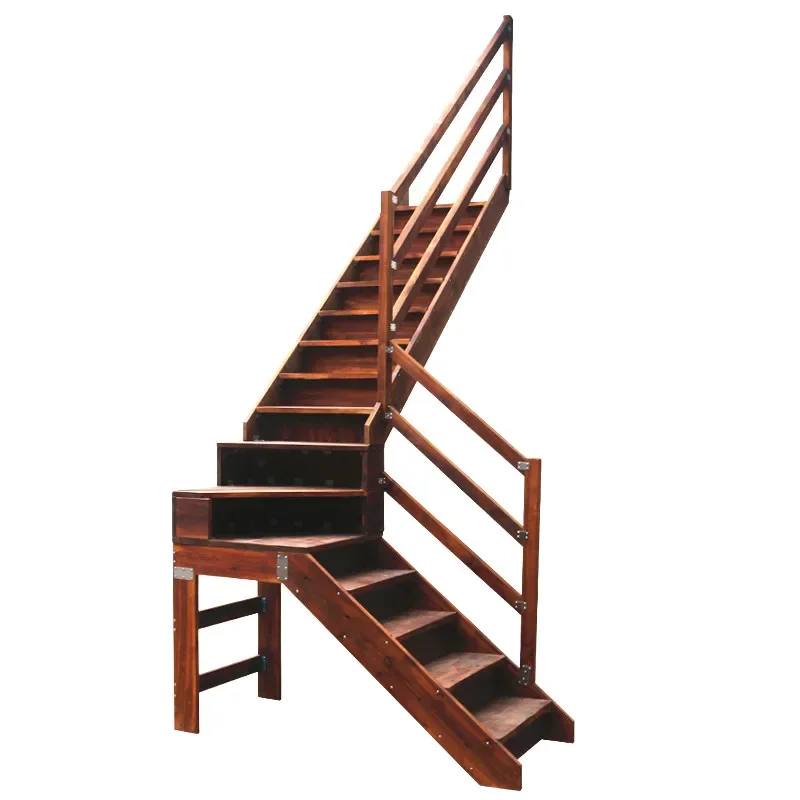 

Home Villa Corner Solid Wood Stairs Attic Widen and Thicken the Wooden Ladder Home Indoor Climbing Ladder