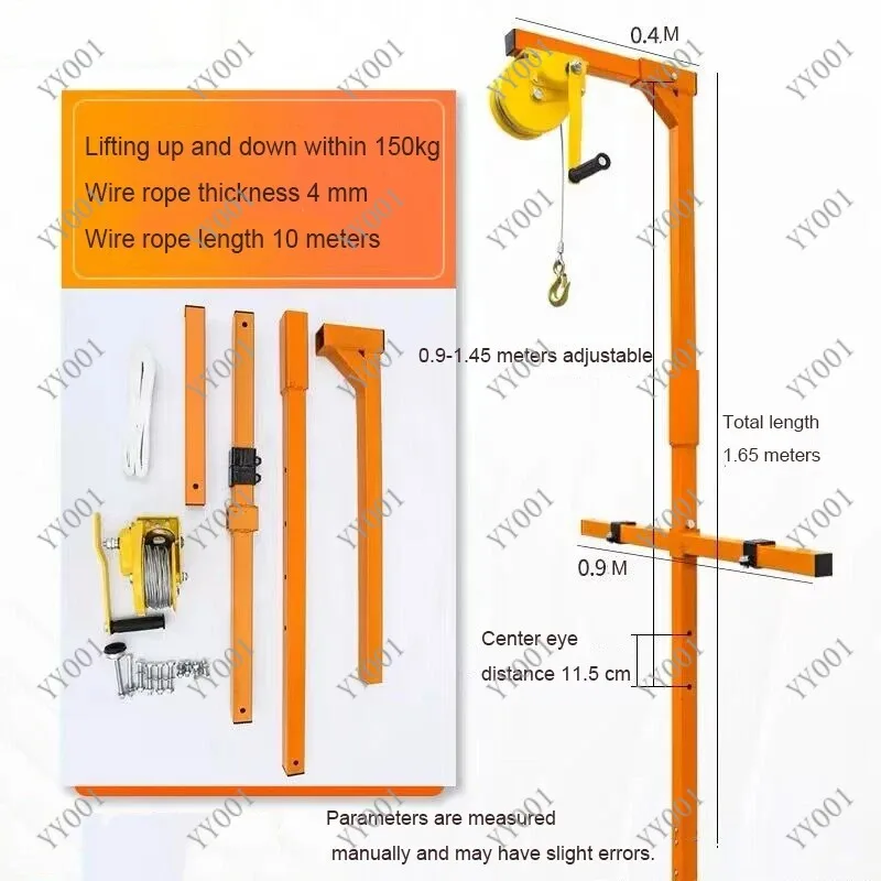Self-Locking Folding Crane Manual Winch Stainless Steel Air Conditioner Lifting Tool