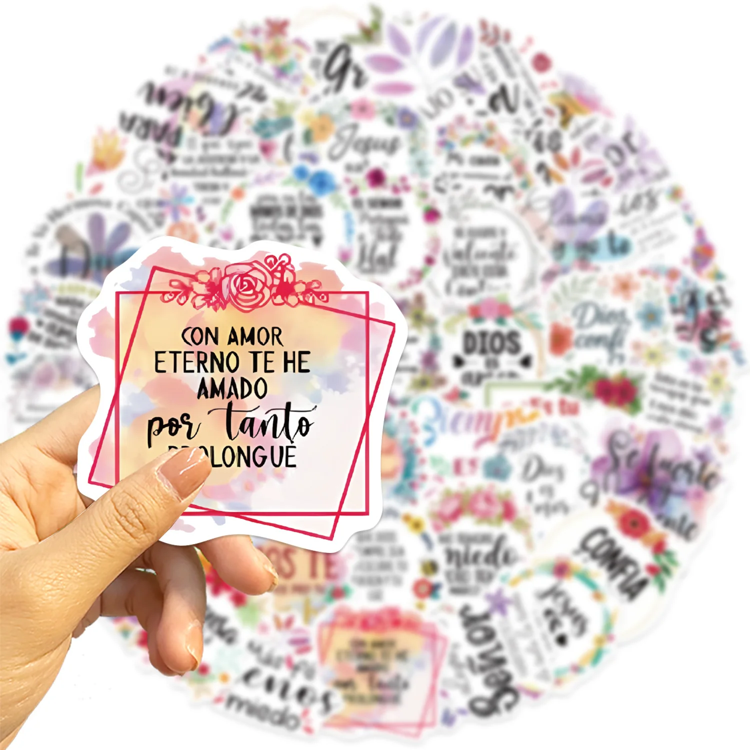 

50PCS Spanish Inspirational Phrases Graffiti Stickers Cartoon Creative DIY Decoration Stationery Box Luggage Water Cup Decal Toy