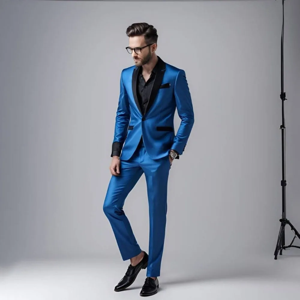 

Формальные мужские костюмы из 2 предметов Slim Fit на одной пуговице с шалью и лацканами Узкий пиджак Брюки Полный комплект Высококачественная одежда для выпускного вечера