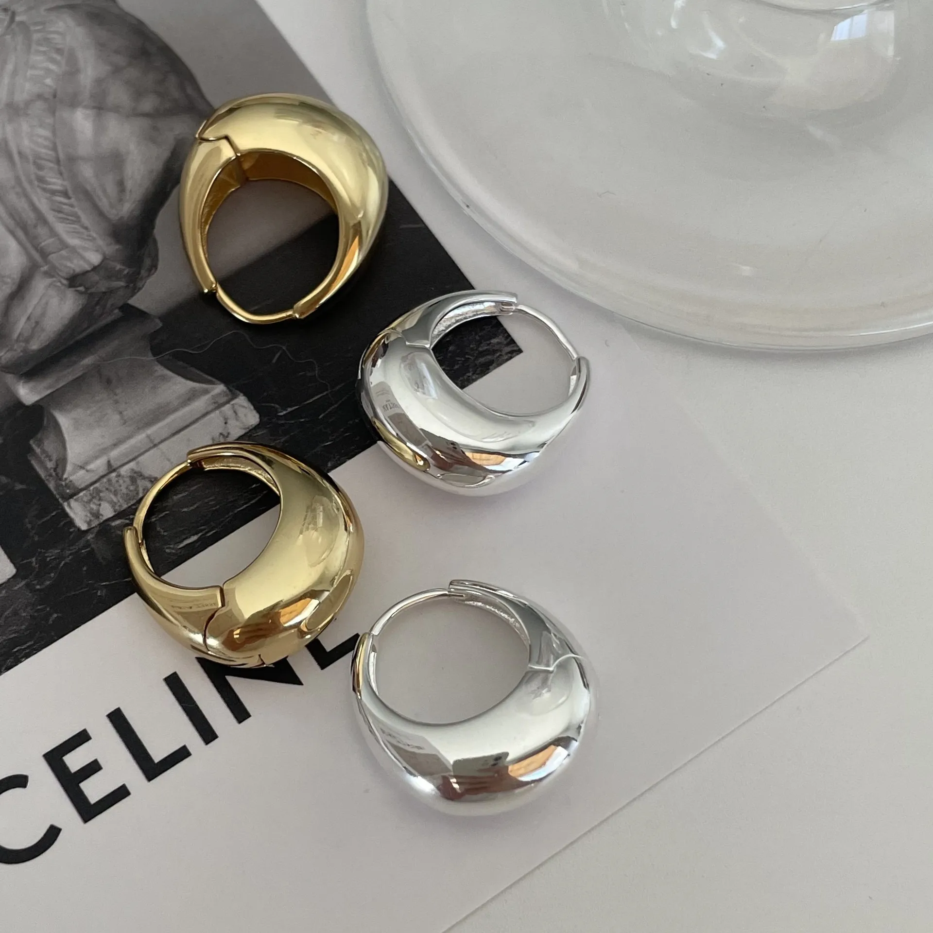 

BF CLUB 925 Sterling Silver Round Gold Earrings For Women Girl Sexy Fashion Trendy Jewelry Gift Party Wedding pendientes mujer