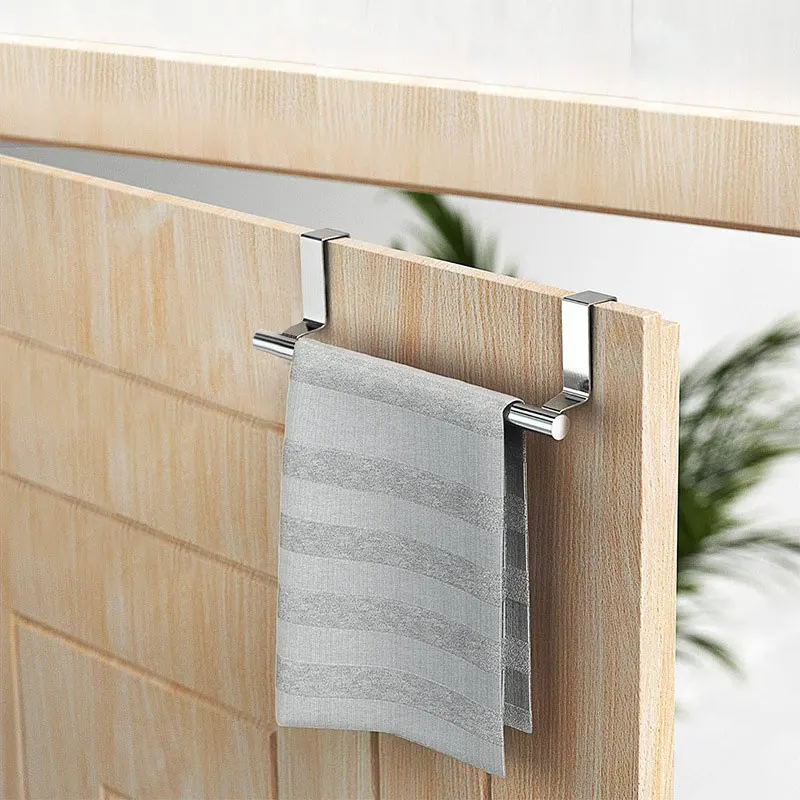 

1PC wholesale stainless steel towel hanging pole without punching, cabinet door towel rack, household bathroom single pole towel