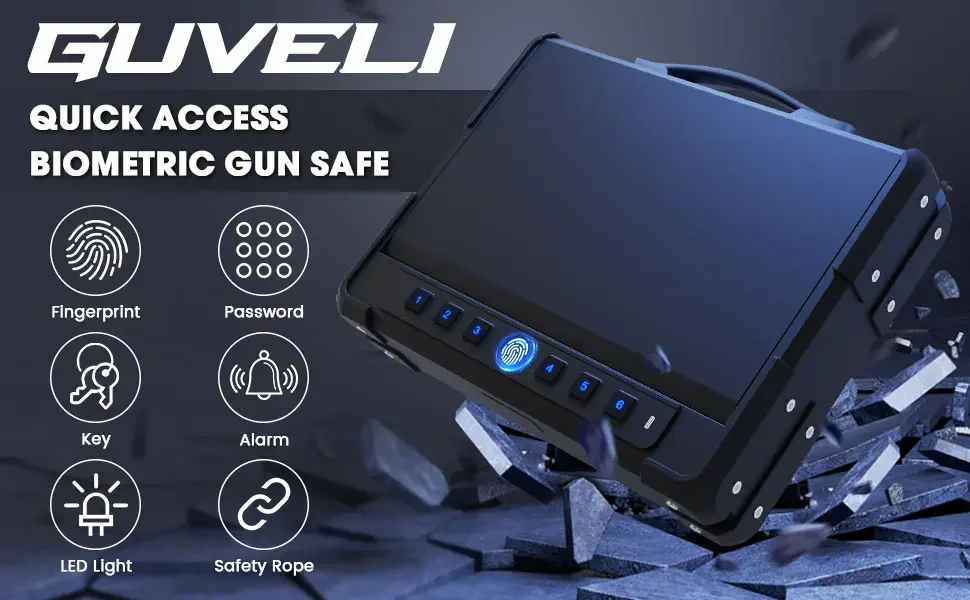 デジタルアラームキーロックセーフボックス指紋緊急LEDライトセーフ、セーフティボックスメーカー