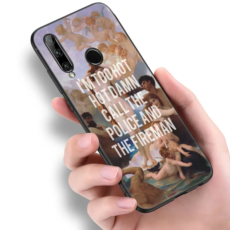 The Birth Of Venus Black Phone Case For Huawei P50 P40 P30 P20 Pro P10 P9 P8 Lite 2017 P Smart Z 2021 2020 2019 Soft Cover