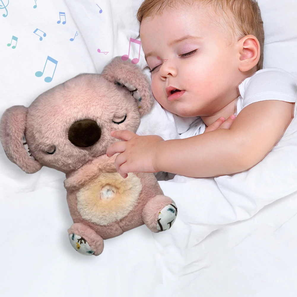 Little Lamb Baby Sleep Soother with Music Lights Rhythmic Breathing Motion Baby Sound Machine Plush Comfort Doll for Newborns