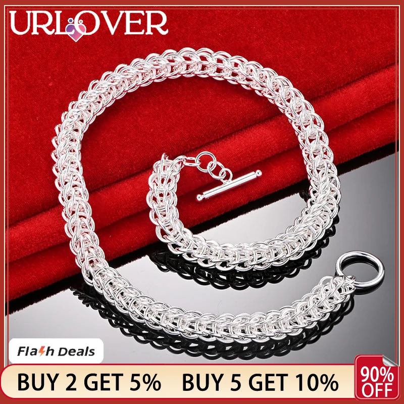 

URLOVER 925 Stamp Silver Color Necklace For Man Woman Personality Multi Turn Chain Party Wedding Birthday Gift Fashion Jewelry