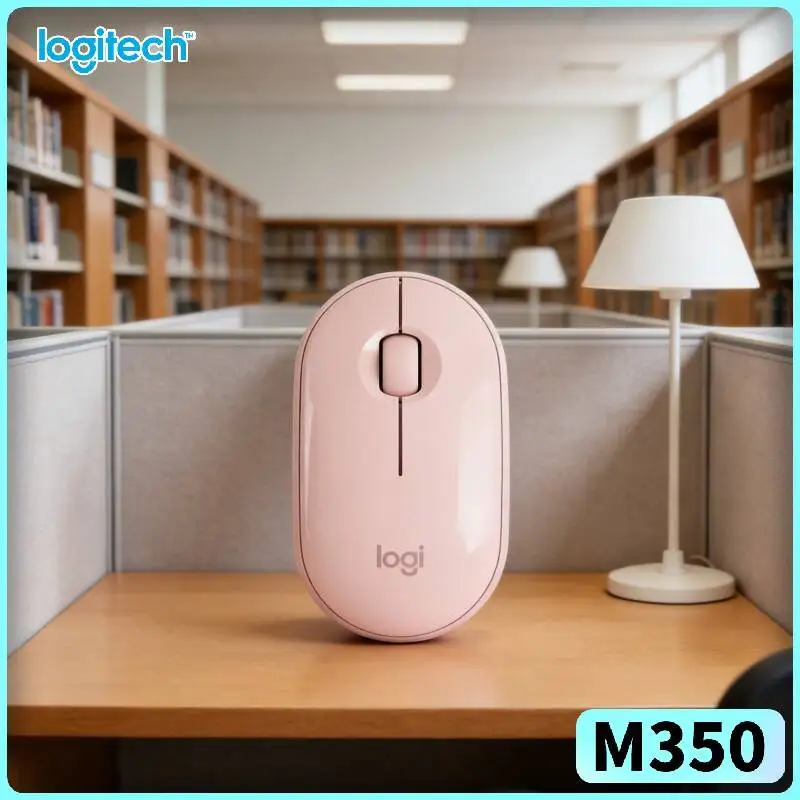 Logitech M350 Wireless Office Mouse - Minimalist Pebble Design, Quiet Scroll, 10m Range, USB Storage, Windows macOS Compatible