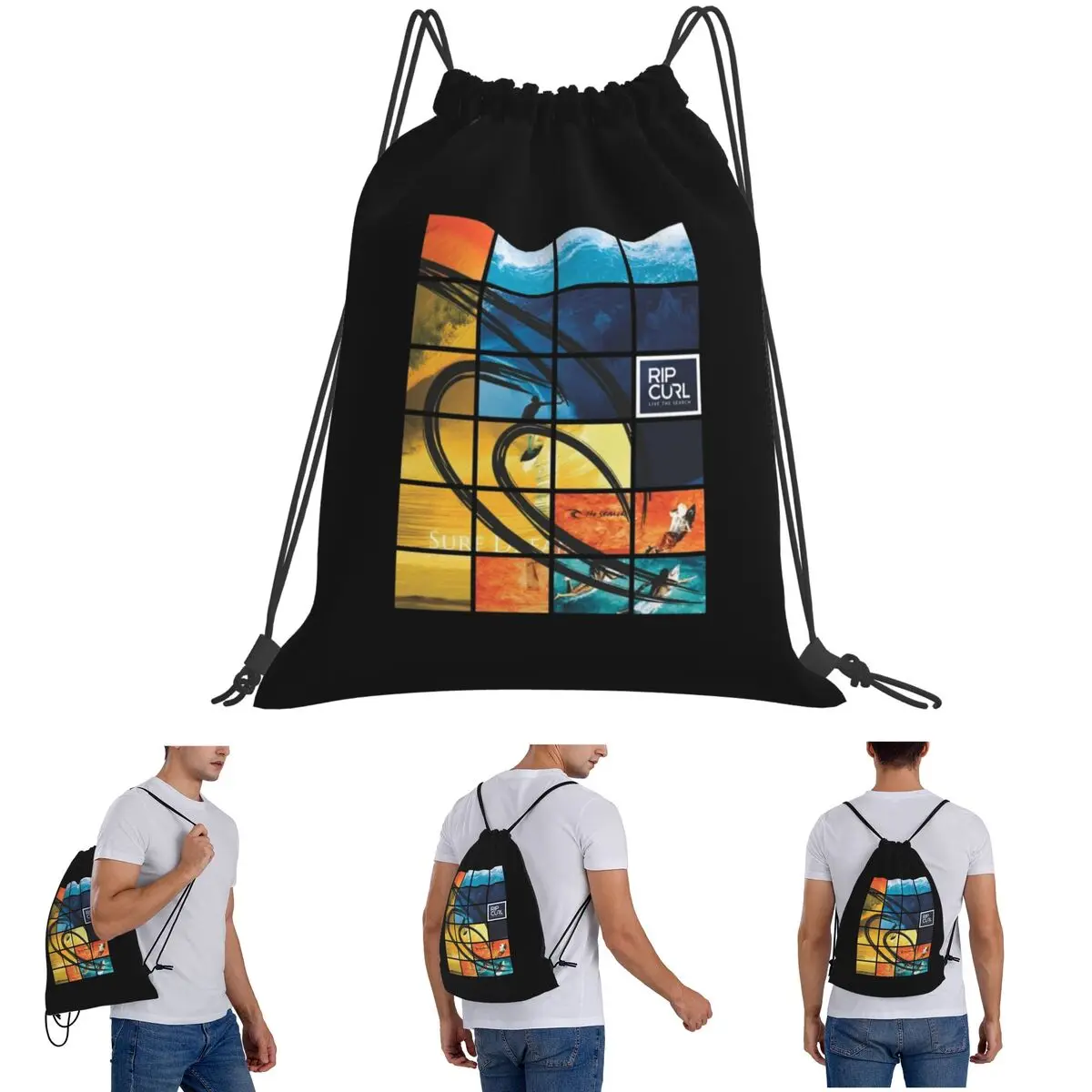 ملصقات Rip Curl Skates Logo حقائب ظهر كاجوال محمولة برباط حقيبة رياضية حقائب كتب للسفر والمدرسة