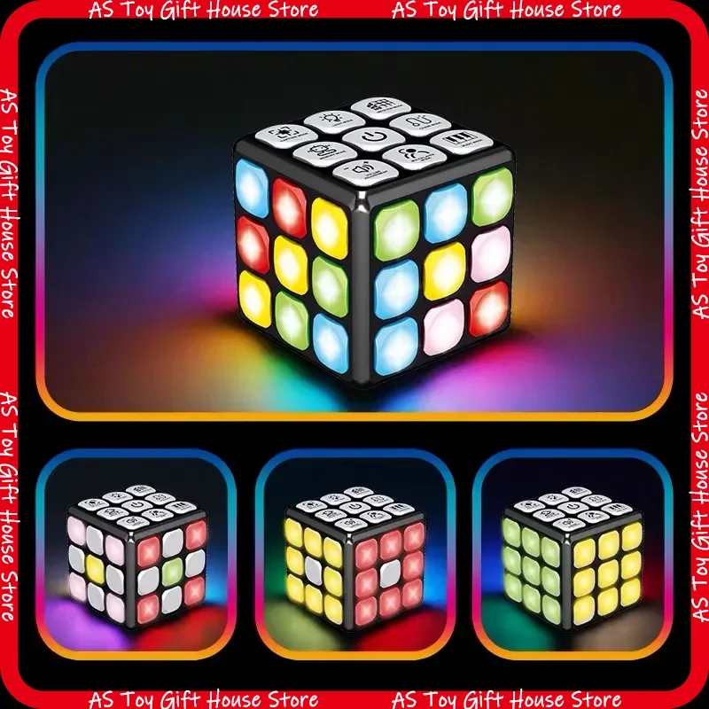 

Flash Electronic Smart Music Changing Cube Flashing Puzzle Toy Brain Teaser Educational Game Multiple Modes For Indoor Adult