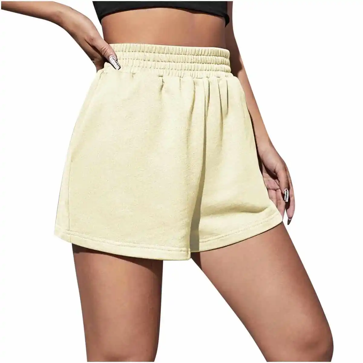 Summer New Sle Loose Straight Casual orts for Women l Waist Elastic Polyester Cotton Blend Comfortable ort Pants