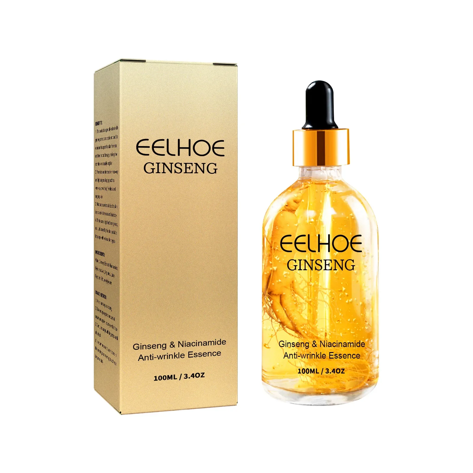 24K Gold Ginseng Serum Fade Fine Lines of Eyes Firming Facial Moisturizing Skin Hyaluronic Acid Nicotinamide Facial Essence