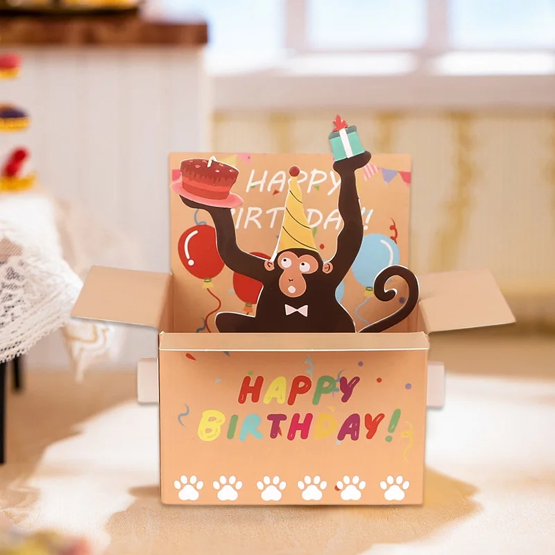 3D-Pop-Up-Geburtstagskarte mit „Happy Birthday“, handgefertigte Einladungsgrußkarte aus Papier für Geburtstagsfeier, Hochzeit, Dekorationszubehör – Detail 2