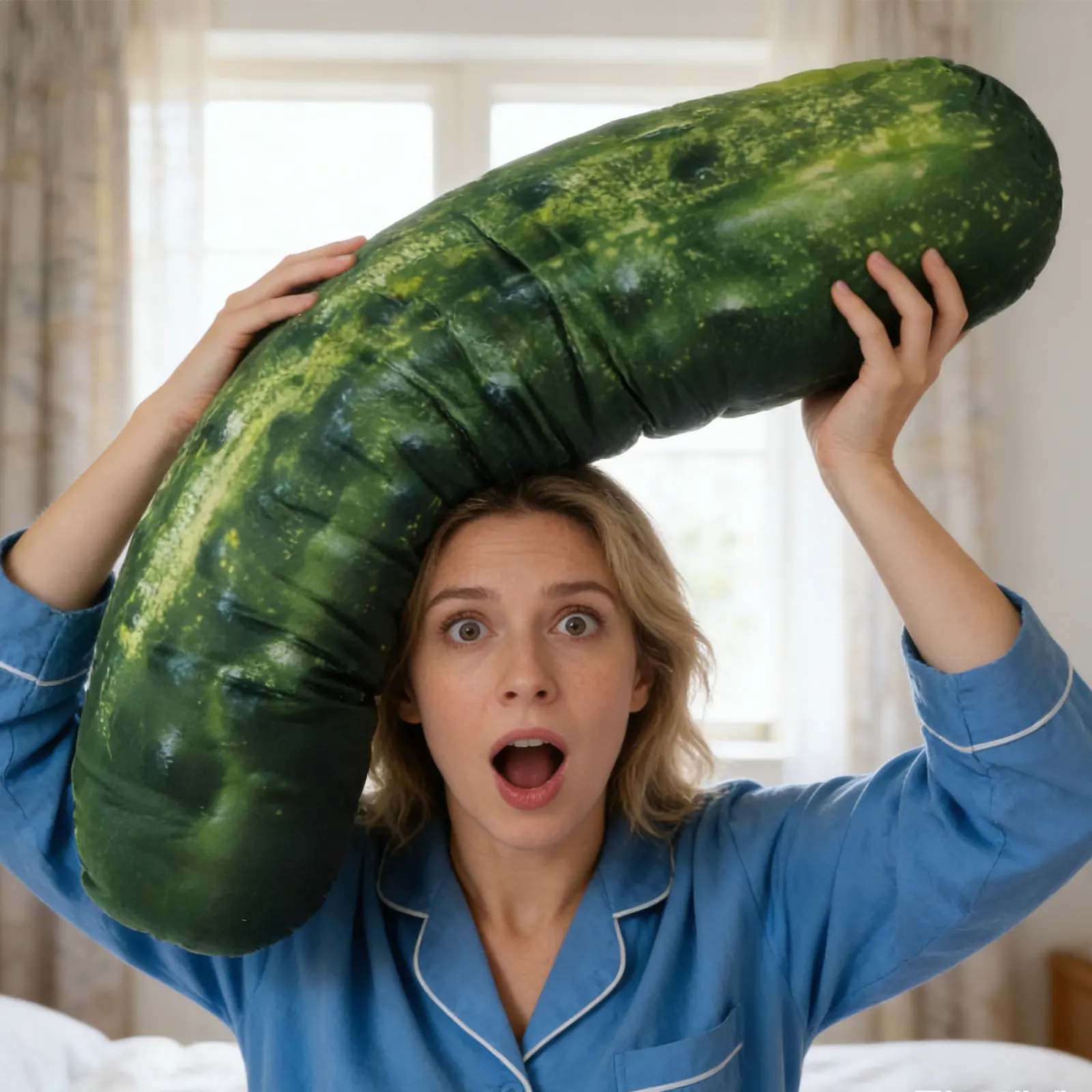 Almohada Gigante 3D de Pepinillo de 50 cm, Cojín Decorativo Realista con Forma de Comida, Almohada Decorativa con Temática de Comida para Sofá