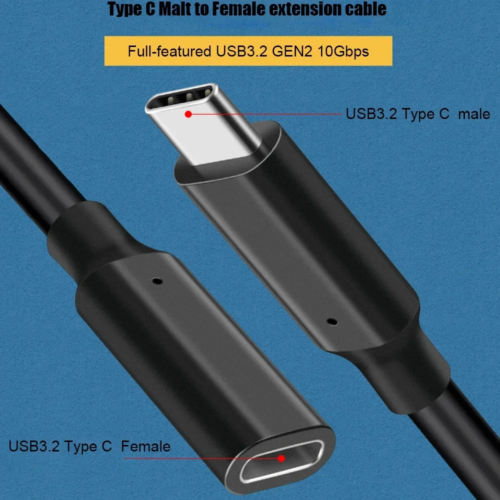 USB C Extension Cable USB3.2 10Gbps PD100W Cable Male to Female Type C Extender Cord data cable for MacBook Pro Samsung S20