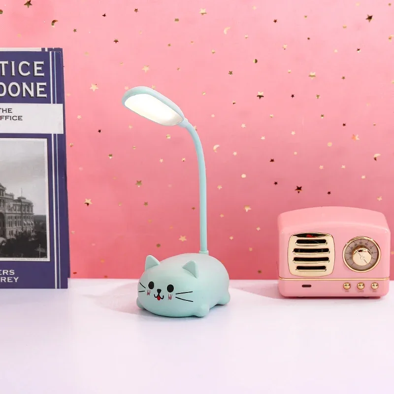 Hot LED Table Lamp Cartoon Cute Pet Cat Night Light Usb Rechargeable Led Table Light Child Eye Protection Warm White Desk Lamp