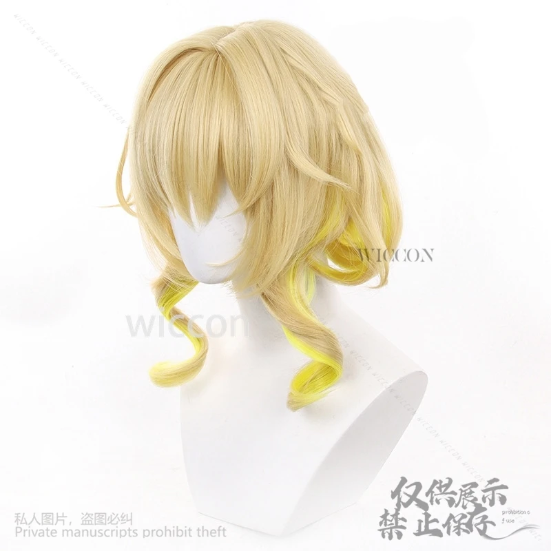 أنيمي لعبة هونكاي ستار السكك الحديدية Aglaea تأثيري الشعر الاصطناعية 35 سنتيمتر الباروكات قصيرة مقاومة للحرارة شعر الحفلات + غطاء شعر مستعار هالوين مخصصة