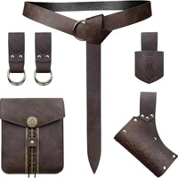Medieval Faux Leather Medieval Viking Knight Belt Copper Coin Waist Bag Cosplay Role Playing Stage Prop