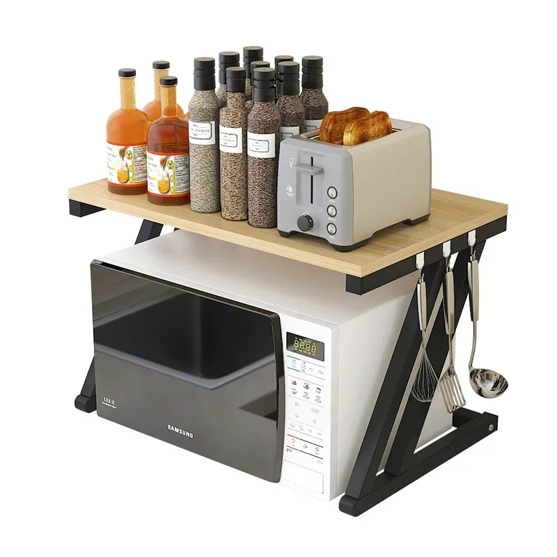 Kitchen Microwave Oven Rack Multifunctional Household Extendable Shelf Double Layer Storage Organizer Seasoning Oven