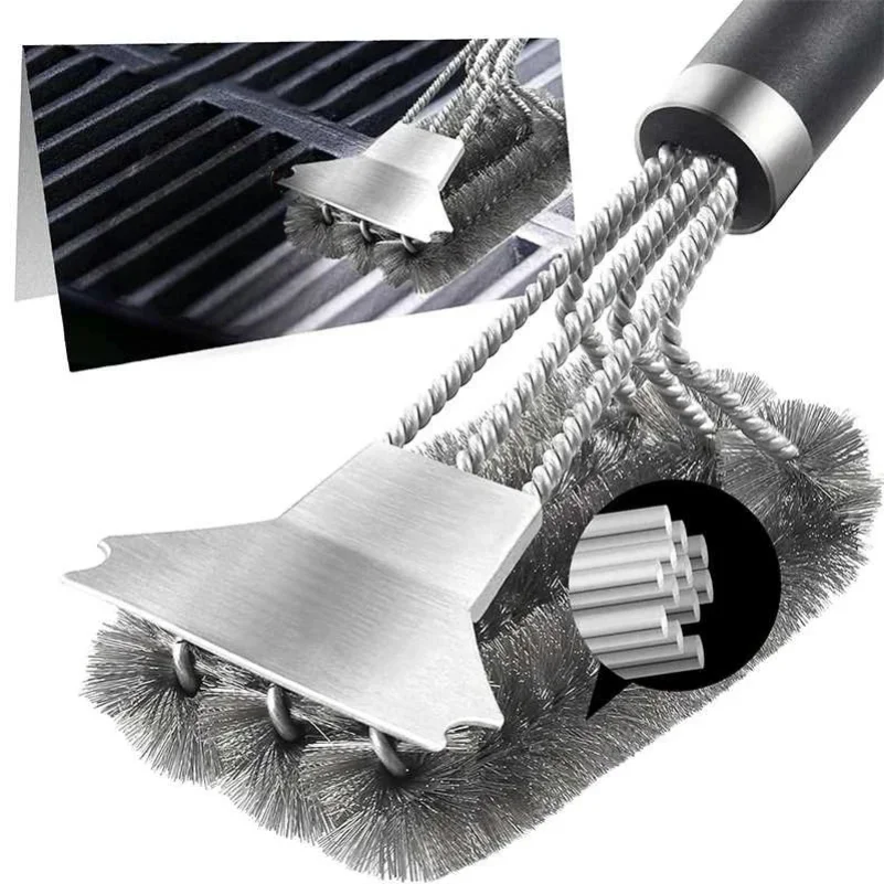 

Safe Grill Brush and Scraper with Deluxe Handle Grill Cleaner Brush Stainless Steel Bristle Grill Brush Accessories
