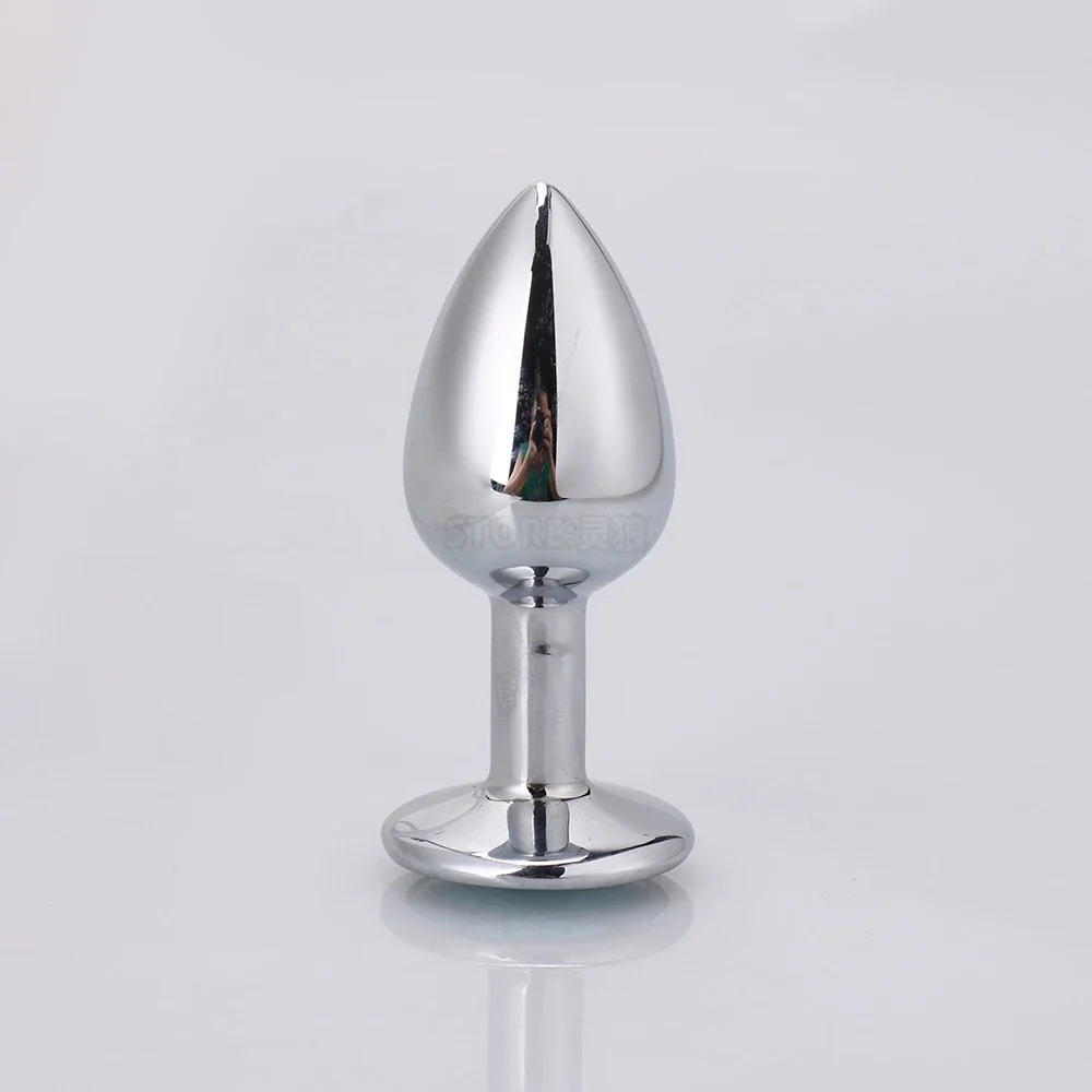 ST15 Sexual toy mini round stainless steel crystal anal plug flat bottom small tail for women/men intimate products detachable d