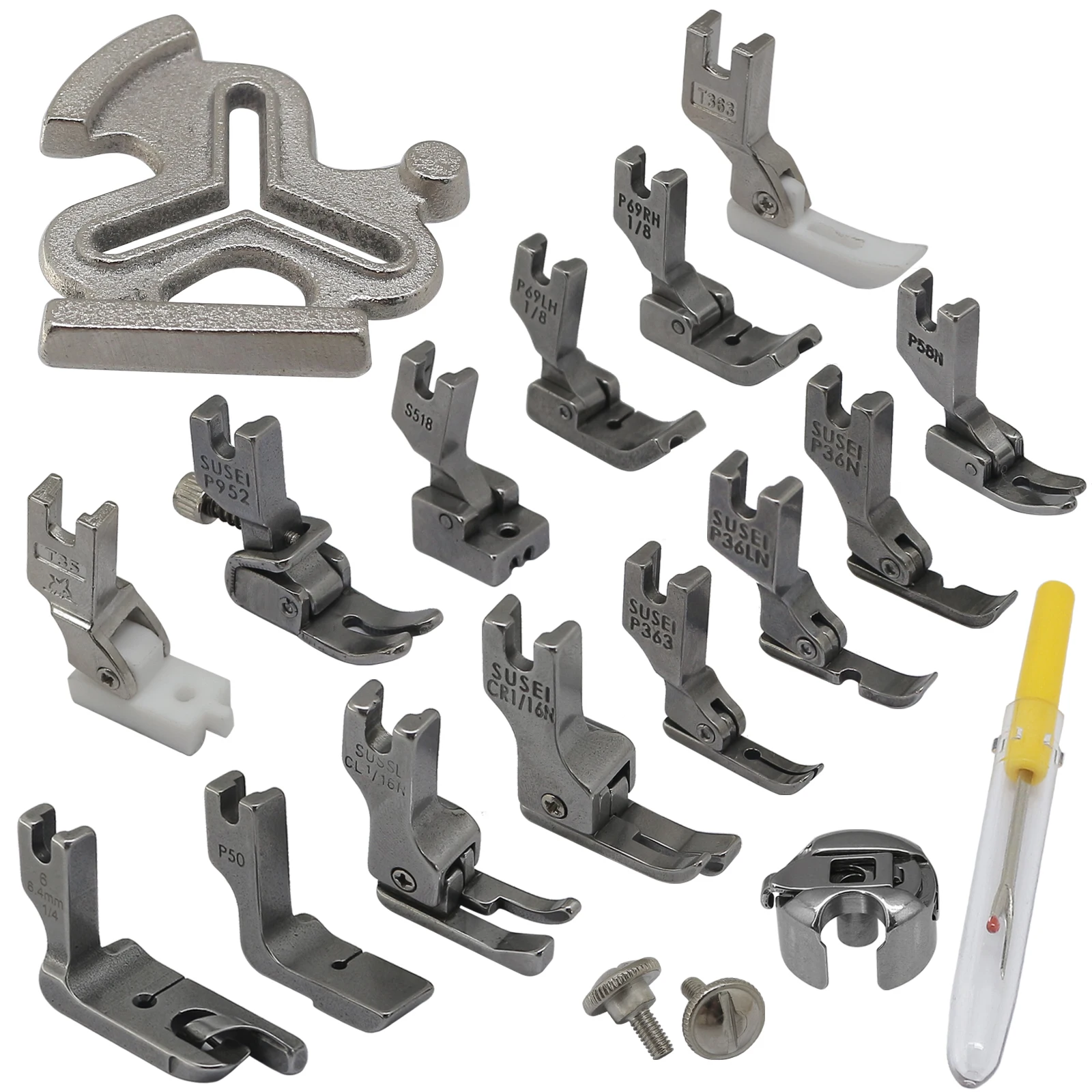 

19PCS Industrial Sewing Machine Presser Foot Set and Bobbin Case for Singer 188K 191D 195K 196K Sewing machine accessories