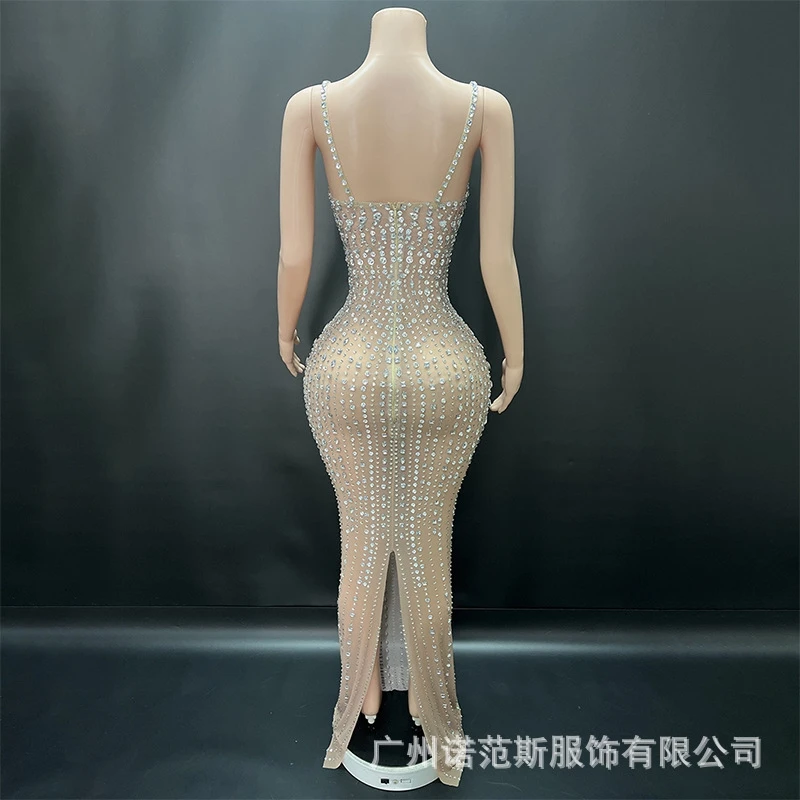 Spaghettibandjes Strass Zeemeermin Gala-avondjurk Sexy lange jurk voor dames Elegant voor bruiloft, verjaardag en afstudeerfeest