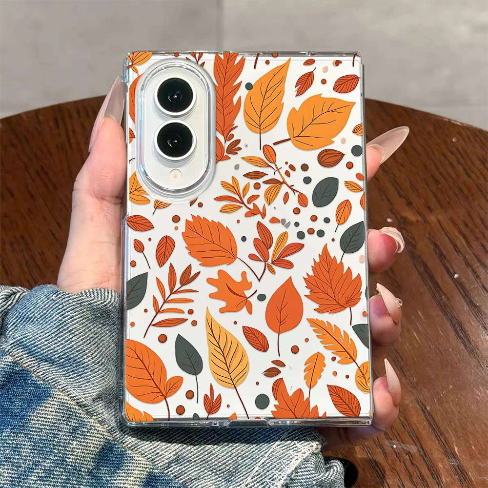 Autumn Leaves Phone Case For Samsung Galaxy Z Fold 8 7 6 5 4 3 2 Clear Hard Pc Phone Cover Anti‑Fingerprint Hard Shell