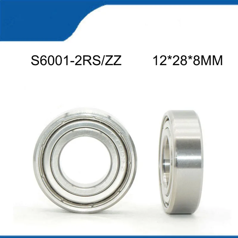 

5/10PCS S6001-2RS/ZZ (12*28*8MM) High Quality Stainless S6001RS/ZZ Steel Rubber Sealed Deep Groove Ball Bearing Shaft (ABEC-5)