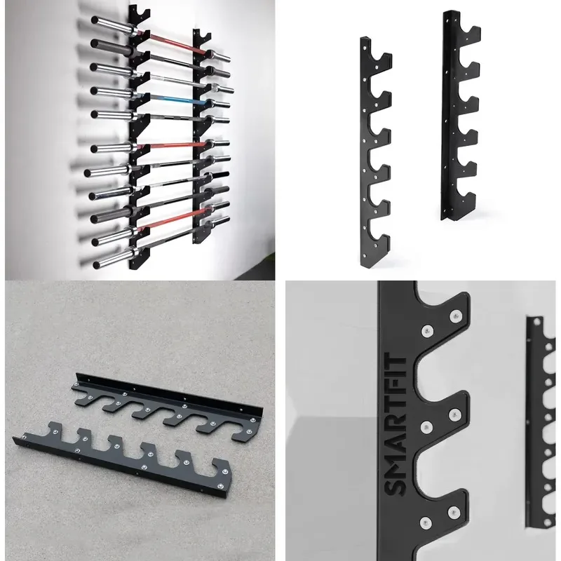 Wall Mounted Barbell Storage Rack 6 Pole Gym Fitness Equipment Holder Bracket