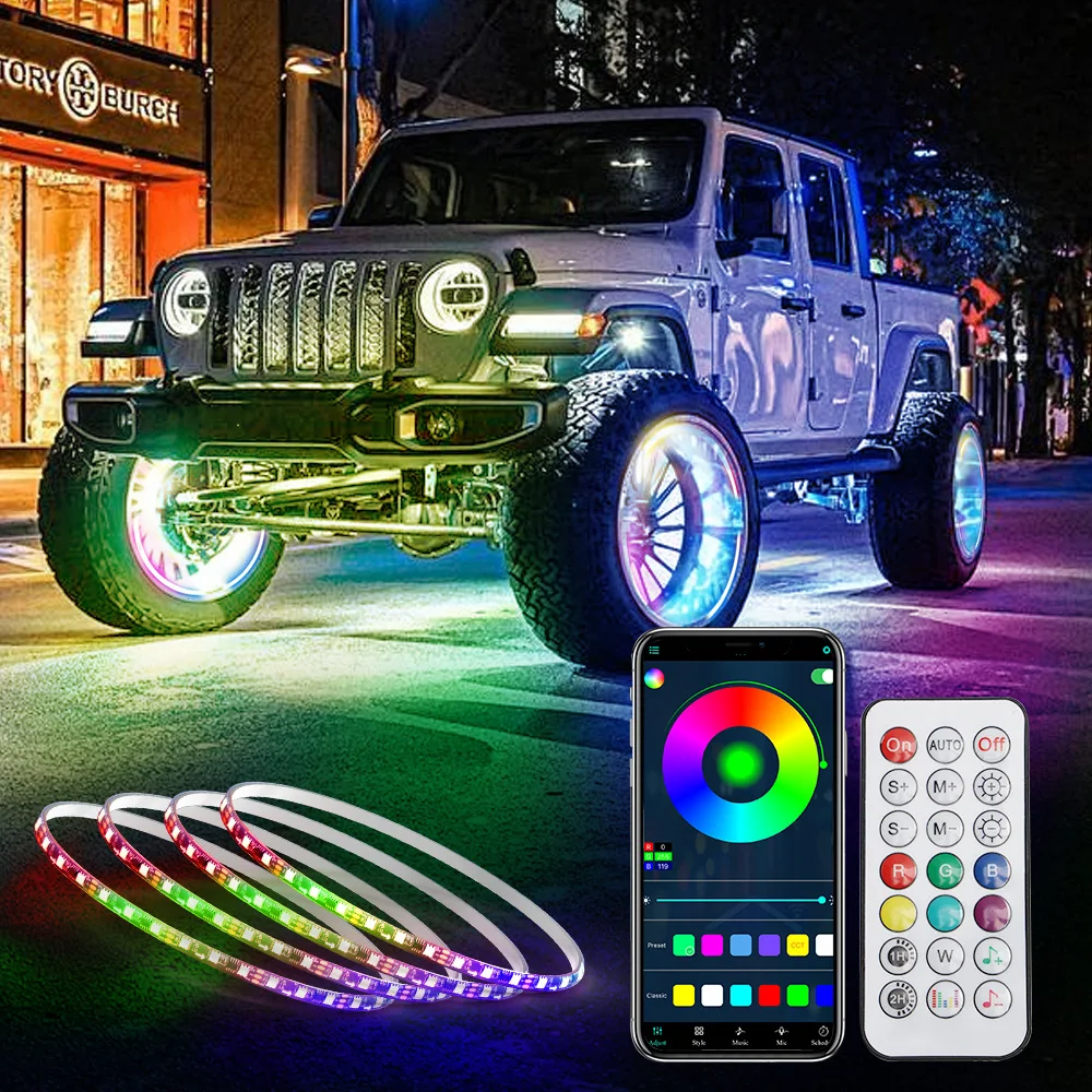 

Car Hub Ambient Light LED strip Auto Neon Lights Tire ambient lighting Decoration Car modification lighting car accessories
