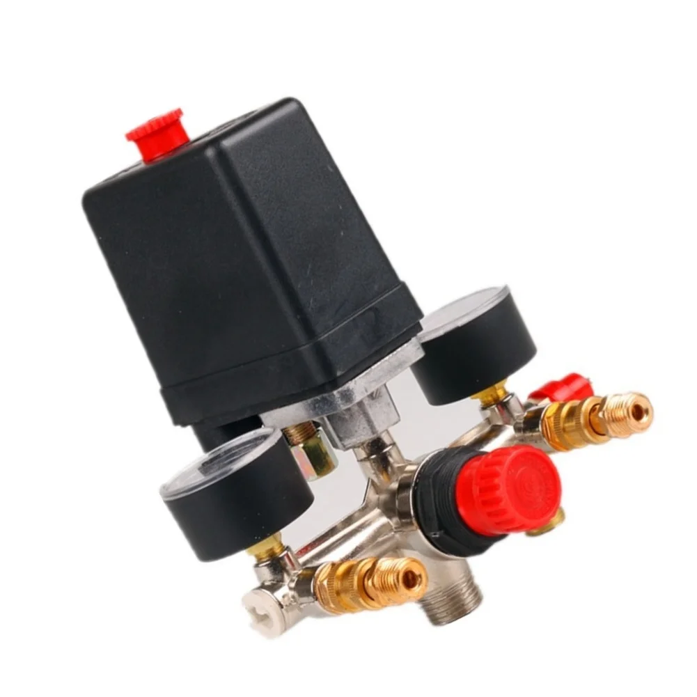 Pressure Switch Valve for Air Compressor 90-120 PSI with Differential Setting Range and Dual Plastic Pressure Indicators
