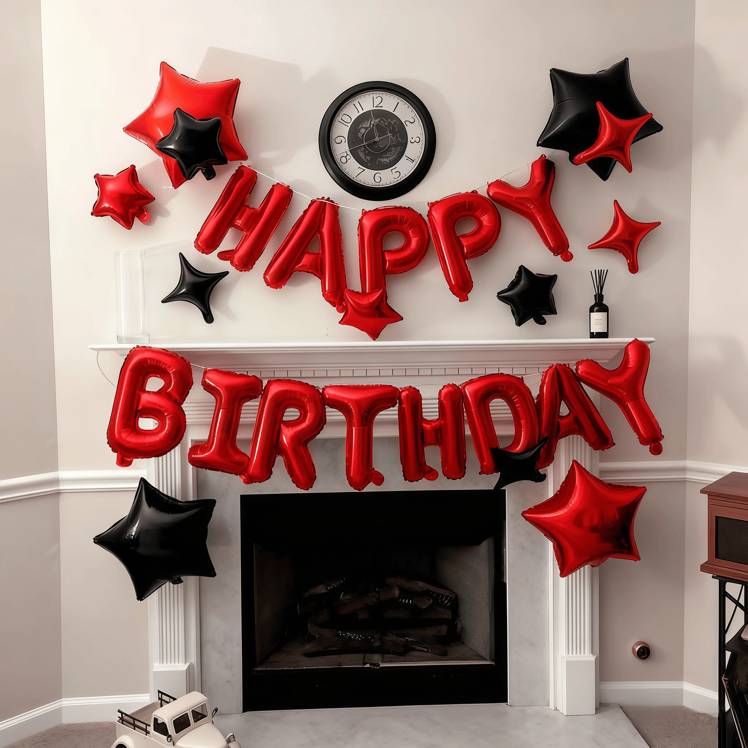 

Red Happy Birthday Banner Balloon Aluminum Foil 16 Inch 3D Letter Mylar Balloons Birthday Party Decoration for Kids Men Women