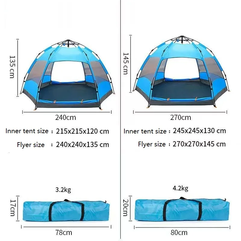 Imagem -06 - Barraca de Acampamento Totalmente Automática de Dupla Camada Impermeável e Protetor Solar Espessado Equipamento de Barraca de Praia 45 Pessoas Cantos