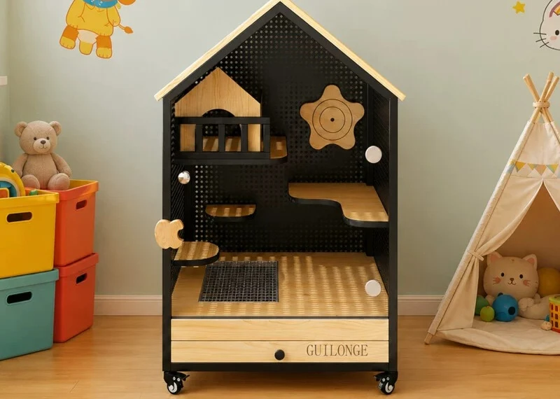 For Cabinet cage Double glass door Comfortable large space Special flower branch mouse honey bag glider cage