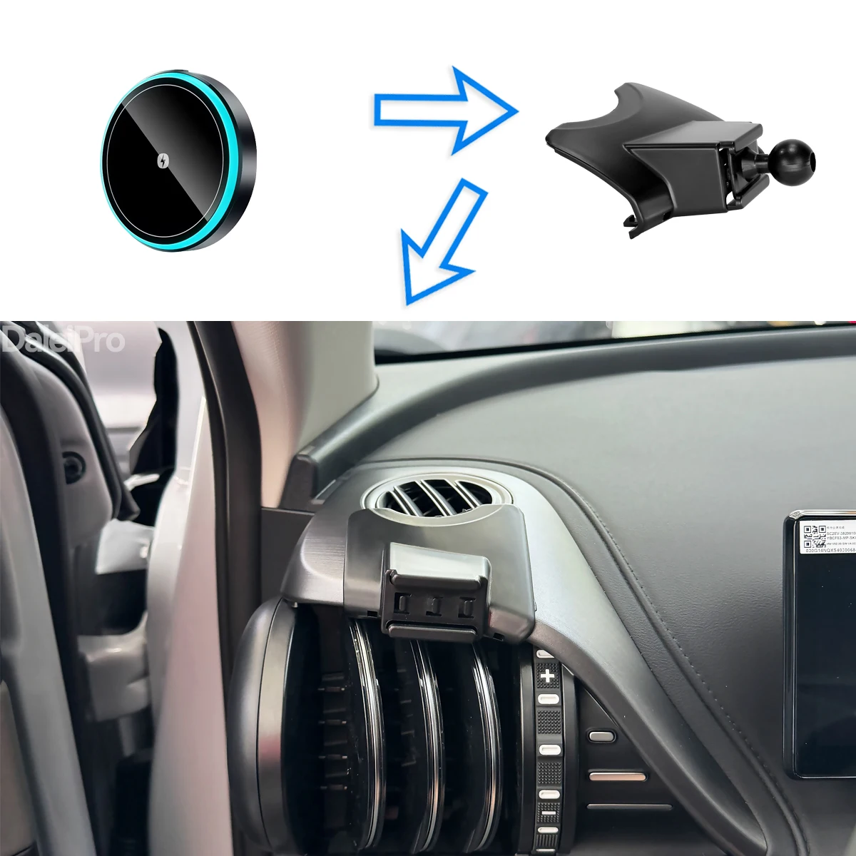 For BYD Atto 3 2023 2024 2025 Yuan plus Car Phone Holder with Wireless Charger Magsafe Holder Auto-Clamping Strong Magnet Mounts