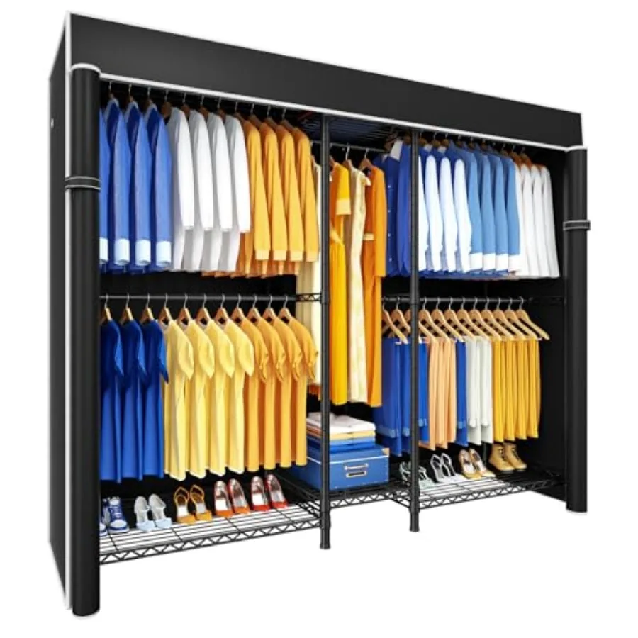 

Heavy Duty Closet Organizer System Freestanding Clothing Rack, Adjustable Garment Rack 71" W x 16" D x 76.5" H Holds 960 lbs, D